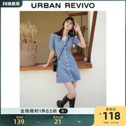 UR女装复古风棋盘格chic牛仔连衣裙UWV832064