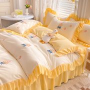 韩版女生小清新全棉纯棉床单，四件套床裙款被罩被单床套公主风宿舍