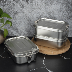 304不锈钢密封小饭盒，小容量长方形，防漏0.75l食堂1.5l带饭中式便当
