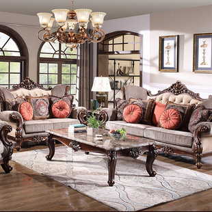 美式实木沙发客厅奢华家具新古典沙发组合欧式别墅大户型布艺沙发