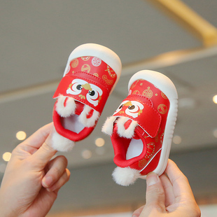 宝宝学步鞋男女童运动休闲鞋，红色周岁新年鞋，软底防滑婴幼儿鞋子