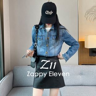 Z11 studio 牛仔衣女士蓝色外套春秋款衬衫韩系上衣衬衣小衫