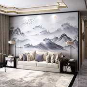 新中式山水风景画墙纸客厅电视背景墙壁纸水墨淡雅8d壁画影视墙布