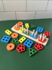 木制质儿童几何形状，配对套柱积木开发益，智力宝宝早教玩具1-2-3岁