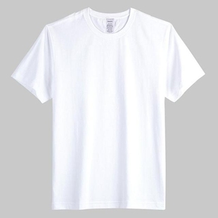 纯白色t恤男女宽松纯棉圆领短袖空白文化衫定制班服DIY手绘广告衫