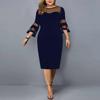 春季网纱拼接大码包臀连衣裙 plus size women solid dress