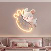 儿童房装饰画可爱兔子灯画公主房背景墙壁画温馨女孩卧室床头挂画