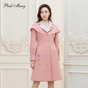 Pink Mary/粉红玛琍大衣女2022秋季通勤翻领毛呢外套PMALW6018