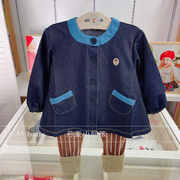 90-130韩国童装21春女童，宝宝洋气圆领，针织牛仔单排扣开衫外套g6