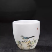 德化陶瓷羊脂玉白瓷茶杯张丽娇手绘杯子品茗主人杯个人专用男女士