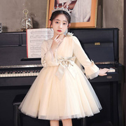 儿童礼服公主裙秋冬女童高端花童婚礼主持人生日小女孩钢琴演出服