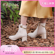 卡迪娜冬季拉链，高跟女鞋时尚羊皮革时装，靴女靴ka220507