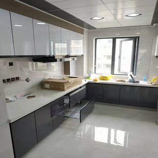 厨房橱柜门板3c钢化玻璃，晶钢门板隐边厨房，灶台地柜吊柜精钢门