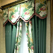 现代美式田园棉麻竹节麻亚麻拼接窗帘半遮光飘窗客厅成品窗帘定制