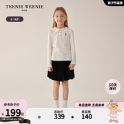 TeenieWeenie Kids小熊童装24年春款女童花边翻领长袖打底POLO衫