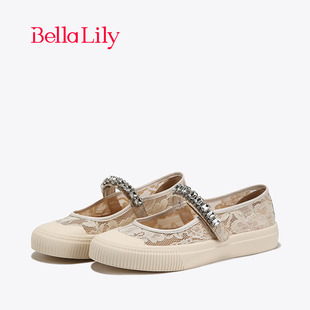 bellalily仙女风水钻凉鞋，帆布鞋蕾丝休闲鞋玛丽珍女鞋