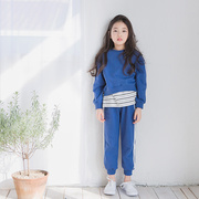 18秋季韩版女童时尚休闲拼接套装中大儿童学生纯棉运动两件套