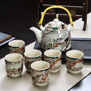 大容量景德镇陶瓷茶具套装家用复古凉水壶耐高温茶杯中式提梁青花