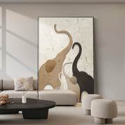 雪川手绘大象大芬油画，村客厅装饰画立体肌理，壁画玄关走廊过道挂画
