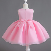 女童无袖礼服裙，夏季短款公主裙，小童花朵粉红色演出服六一儿童节