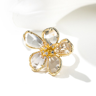 欧美个性夸张水晶花朵，戒指女气质韩国时尚开口指环，网红食指戒子