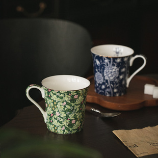 法式外单繁花骨瓷杯，马克杯子咖啡杯茶杯，把手水杯创意ins礼物欧