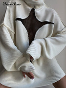 knittedsweater女装性感，透视度假宽松镂空套头个性针织毛衣