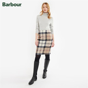 Barbour Rosa女士时尚都市格纹休闲包臀半裙