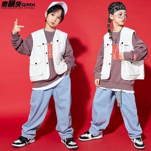 嘻哈街舞套装男童潮服春季儿童演出服hiphop酷帅女童舞蹈服装酷帅