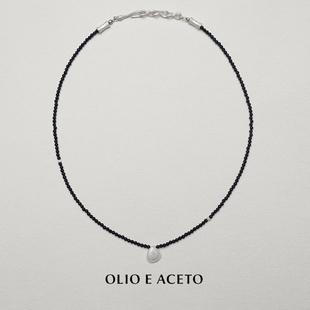 olioeaceto纯银蓝沙石贝壳，项链原创设计质感手工肌理锁骨链