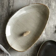 dxc创意盘子北欧鱼盘陶瓷不规则菜盘异形餐具家用简约蒸鱼盘子