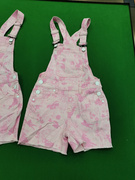 d是泥 女童装背带裤 夏季粉色纯棉短裤儿童