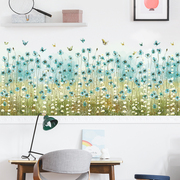 绿植小清新墙贴纸防水蝴蝶，花朵草丛踢脚线装饰布置寝室床头书桌