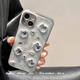 网红HelloKitty水钻宝石适用苹果15promax手机壳高级iPhone14pro13pro创意滴胶11女12小众14全包15手机套