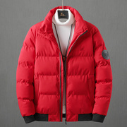 品牌秋冬羽绒棉服男士，加厚保暖中国红大红色，帅气百搭棉衣外套