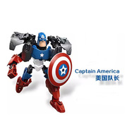 块客积木超级英雄复仇者联盟，得高钢铁侠，美国队长合体拼装玩具