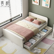 全实木儿童床北欧1米小床1.2单人床抽屉，床男女孩小户型储物床