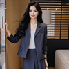 时尚韩版小个子短款西装外套女2024气质单排扣通勤职业套装春