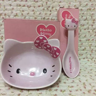 卡通可爱HelloKitty陶瓷碗勺子套装家用餐具生日礼物礼物NC15