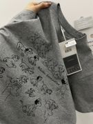日系复古灰色纯棉短袖t恤女夏设计(夏设计)感狗狗，印花vintage宽松半袖上衣