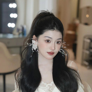 韩式新娘白色花朵耳饰时尚超仙气耳环气质结婚纱摄影配饰高级