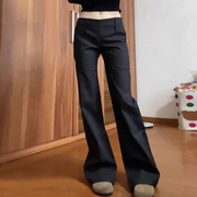 黑色微喇叭裤女长裤春秋，款2024高级感低腰显瘦垂感休闲西装裤