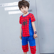 男童夏装套装蜘蛛侠童装超人，短袖薄款纯棉薄款儿童奥特曼衣服