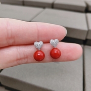 无耳洞女法式简约气质桃心红色珍珠高级感透明U型树脂耳夹百搭通