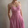 法式吊带连衣裙粉色复古风，浪漫气质纯棉绝美2024春夏小众长裙