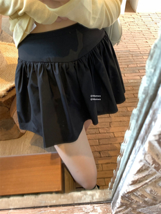 METWO 芭蕾风黑天鹅小短裙女夏季有内衬高腰显瘦a字伞裙08255
