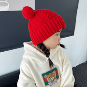 宝宝毛线帽子秋冬季2022女童男孩儿童保暖加厚防寒护耳针织帽