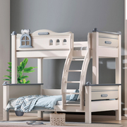 实木上下床双层床儿童床上下铺多功能组合梯柜床高低床白色子母床