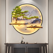 新中式迎客松壁挂客厅玄关装饰挂画创意酒店背景墙上圆形壁饰挂件