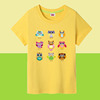 猫头鹰图案儿童t恤纯棉短袖，夏装中童上衣女童，宝宝男童亲子装班服